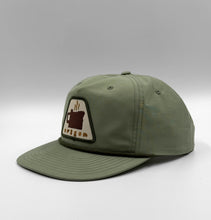 Load image into Gallery viewer, Oregon Coffee Cap five-panel camping hat with embroidered coffee mug patch and rope detail