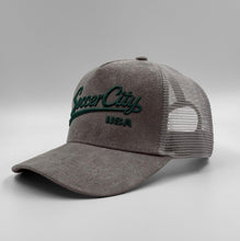 Load image into Gallery viewer, Grey Portland Soccer City USA Trucker Hat