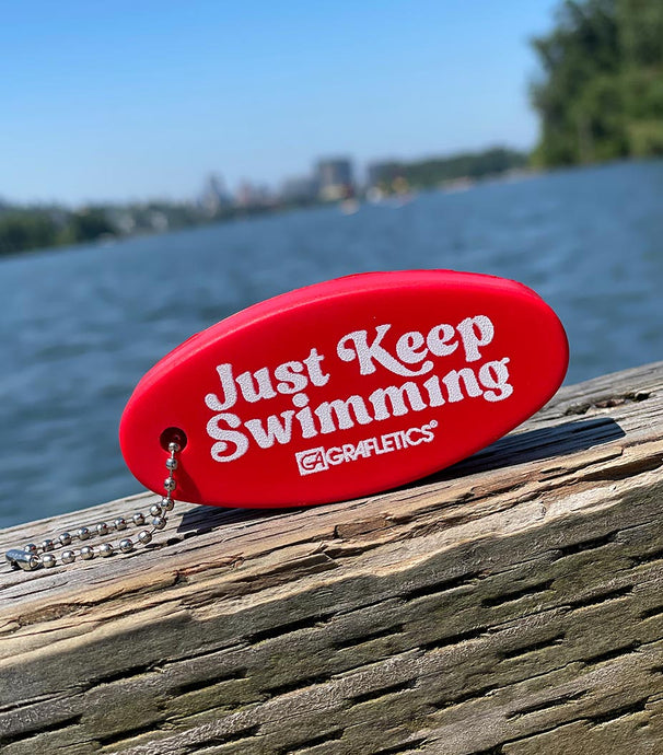 Just Keep Swimming Keychain by Grafletics