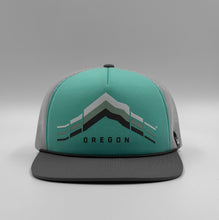 Load image into Gallery viewer, Mt. Hood Oregon Trucker Hat in Teal by Grafletics
